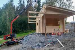Saunan rakennustyömaa.